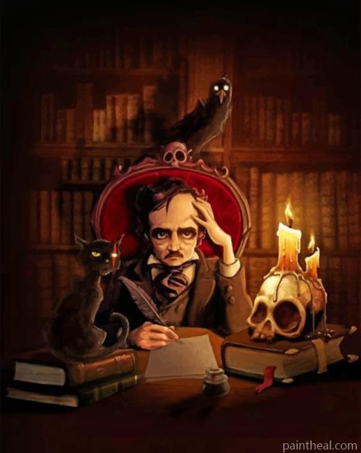Edgar Allan Poe And His Black Cat Painting By Numbers Kits