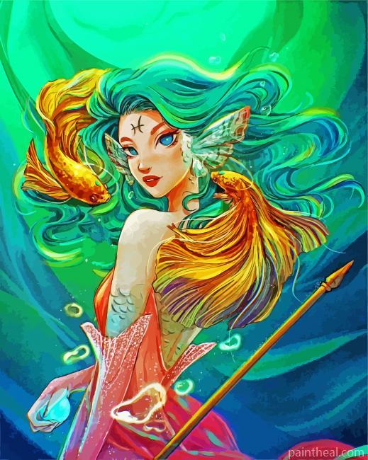 Pisces zodiac Warrior Painting By Numbers Kits