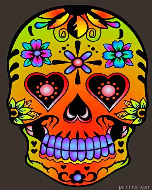 Orange Candy Skull Painting By Numbers Kits