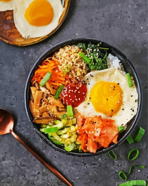 Bibimbap Food Painting By Numbers Kits