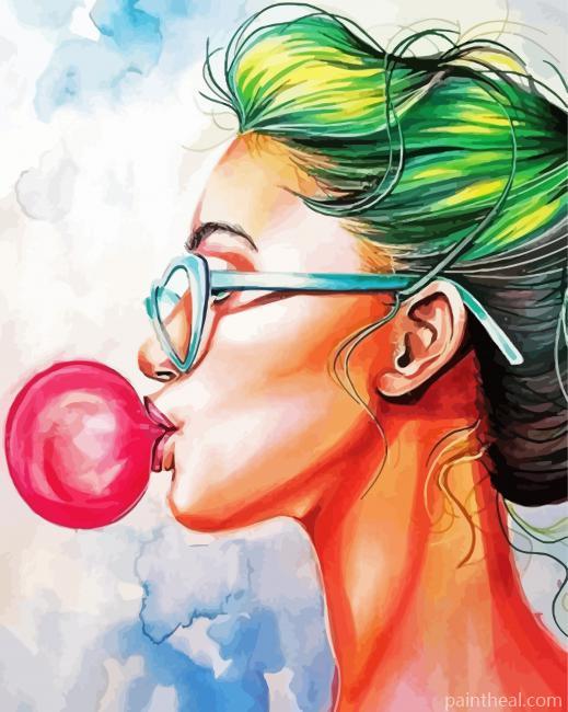 Bubble Gum Girl Painting By Numbers Kits