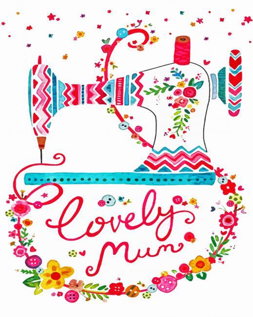 Pink Sewing Machine Painting By Numbers Kits