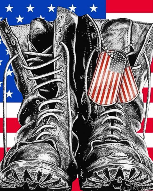 Army Black Boot Painting By Numbers Kits