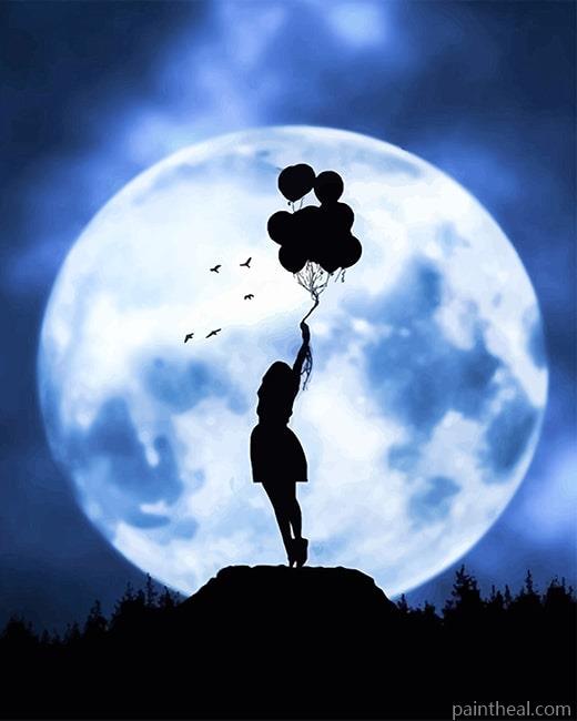 Girl Balloons Silhouette Painting By Numbers Kits