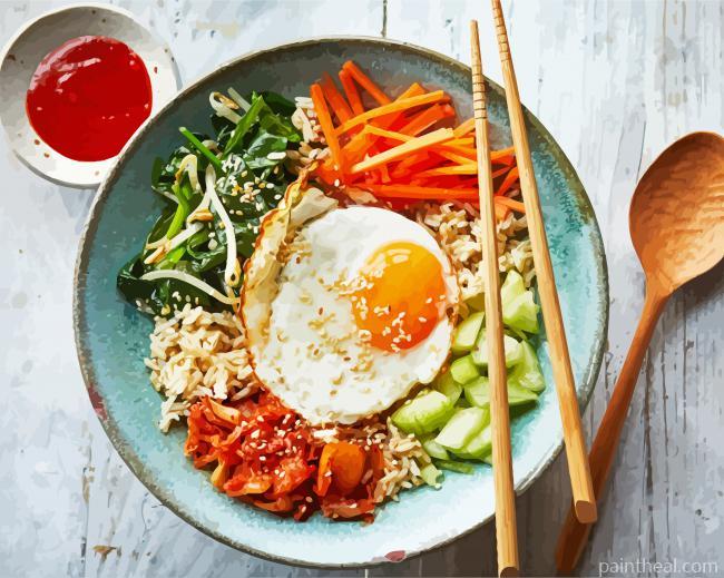 Tasty Bibimbap Food Painting By Numbers Kits