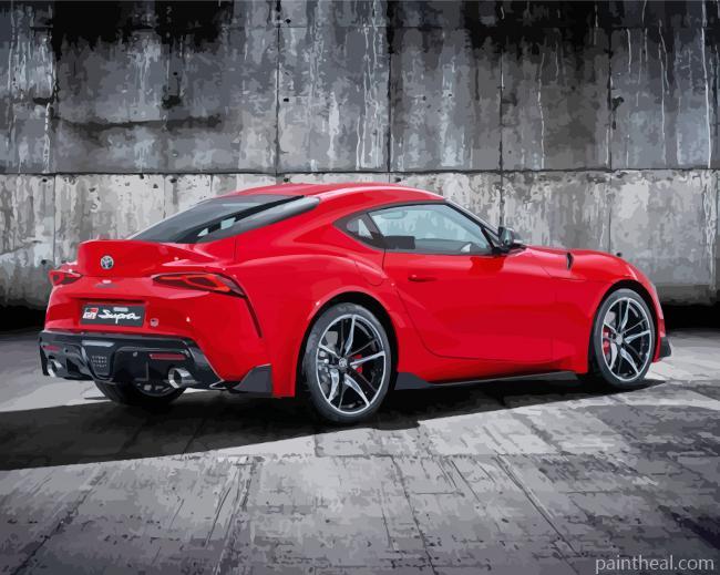 Red Toyota Supra Painting By Numbers Kits
