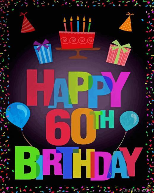 60th Birthday Illustration Painting By Numbers Kits