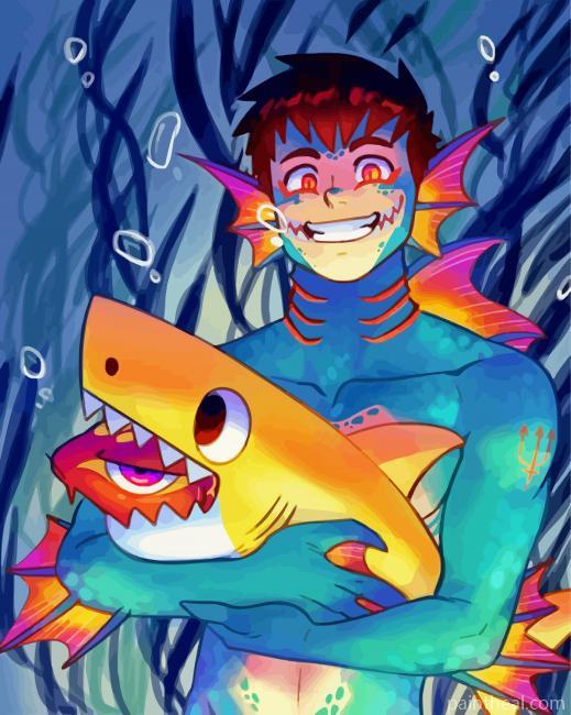 Baby Shark And Merman Painting By Numbers Kits