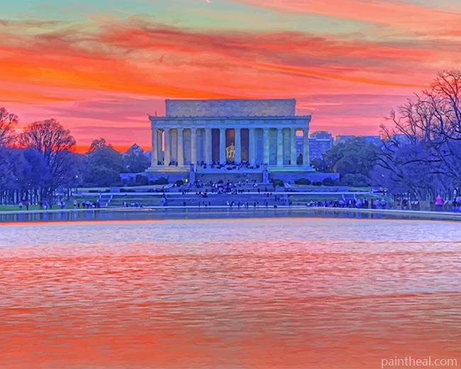 Lincoln Memorial Sunset Washington Painting By Numbers Kits