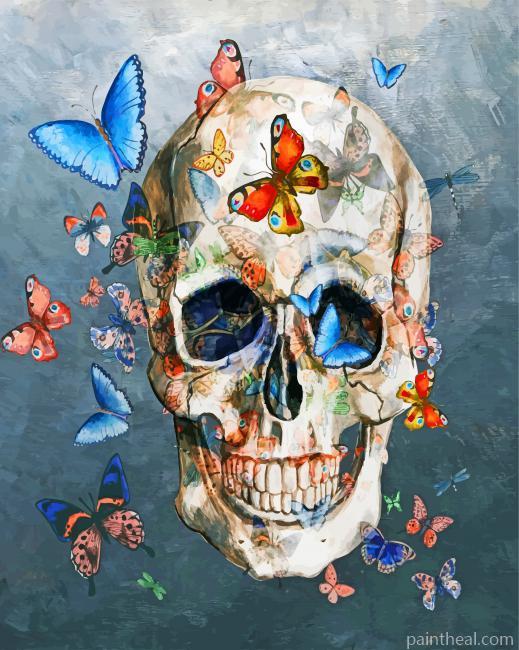Skull And Butterflies Painting By Numbers Kits
