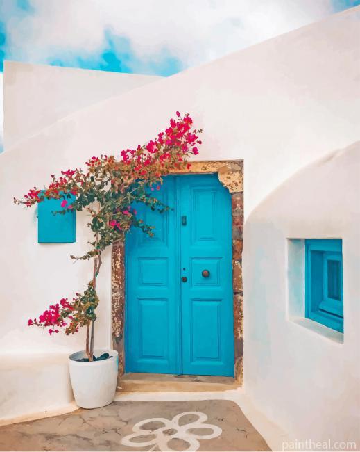 Greece Door Painting By Numbers Kits