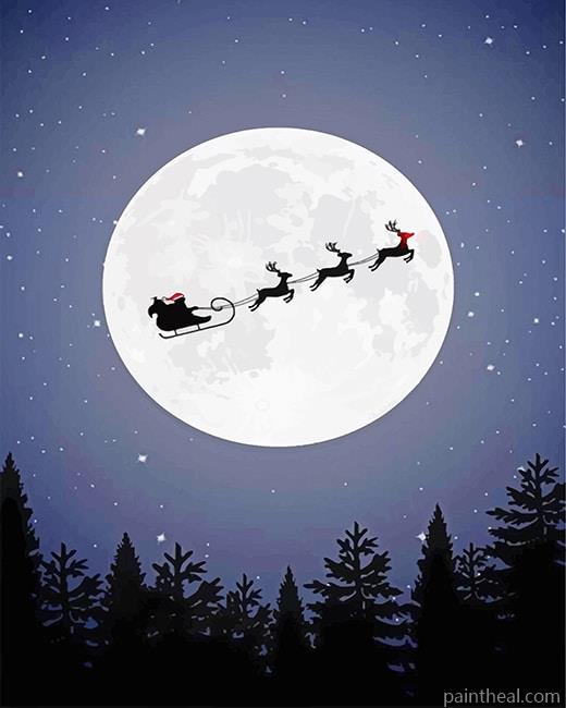 Christmas Reindeer Silhouette Painting By Numbers Kits