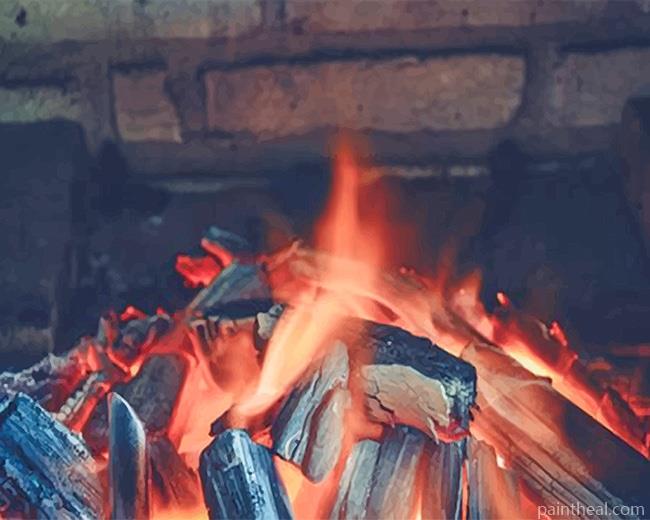 Flame Fire Wood Painting By Numbers Kits