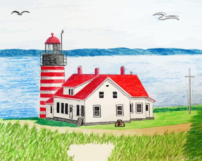 Aesthetic Quoddy Lighthouse Poster Painting By Numbers Kits