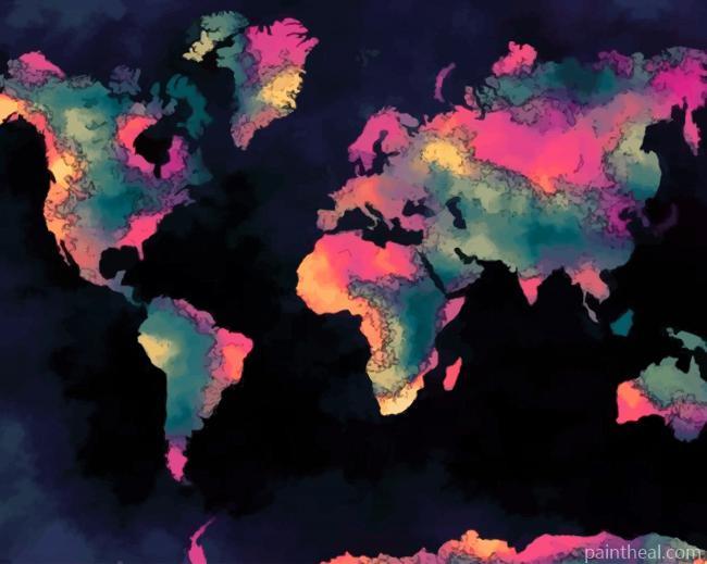 World Map Artwork Painting By Numbers Kits