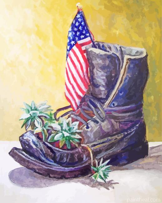 American Army Boot Painting By Numbers Kits