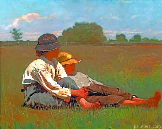 Boys In A Pasture Painting By Numbers Kits