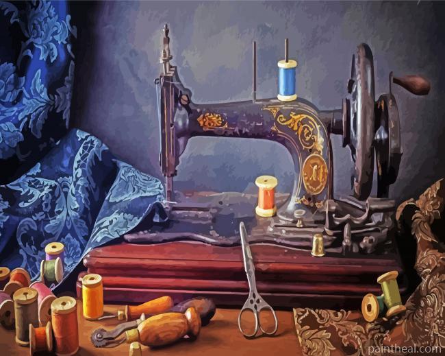 Retro Sewing Machine Painting By Numbers Kits