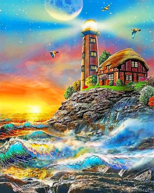 Aesthetic Lighthouse Painting By Numbers Kits