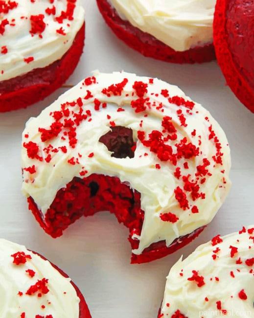 Red Velvet Donuts Painting By Numbers Kits