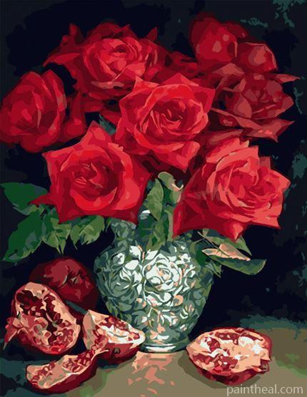 Pomegranate Roses Painting By Numbers Kits