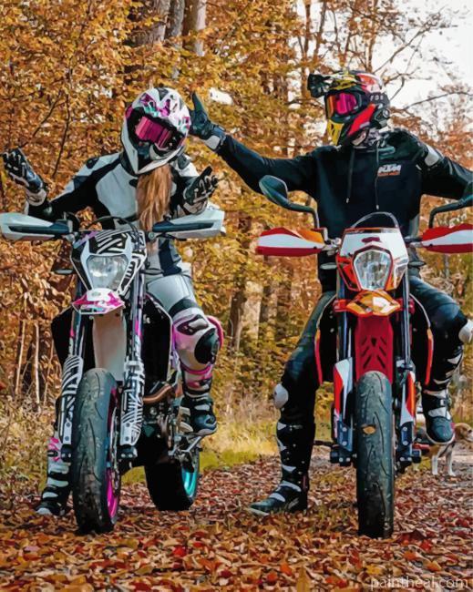 Dirt Bikes Couple Painting By Numbers Kits