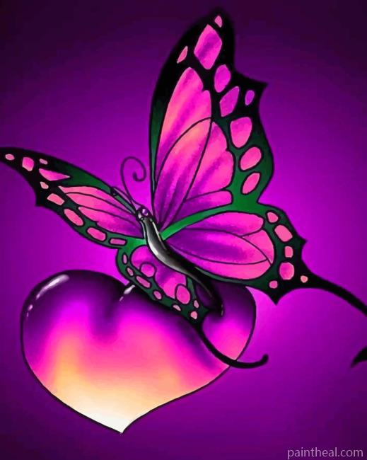 Purple Butterfly Heart Painting By Numbers Kits