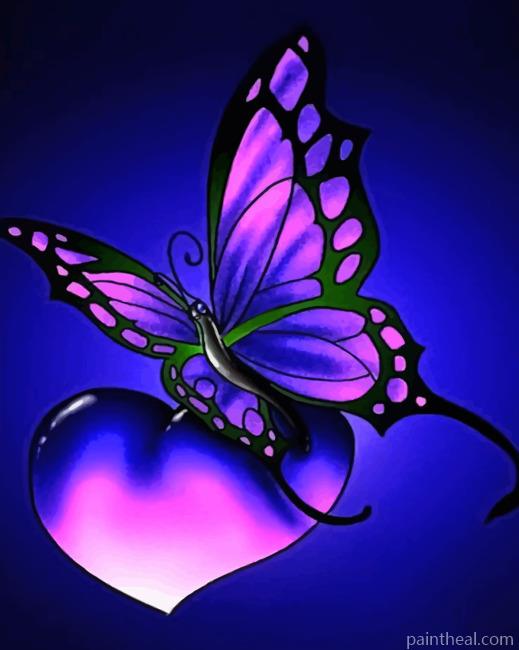 Blue Butterfly Heart Painting By Numbers Kits