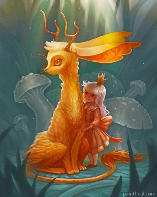 Jackalope And A Little Girl Painting By Numbers Kits