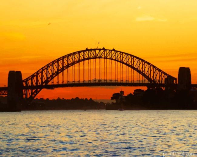 Sydney Harbour Bridge Silhouette Sunset Painting By Numbers Kits