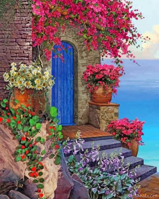 Blue Door Santorini Painting By Numbers Kits