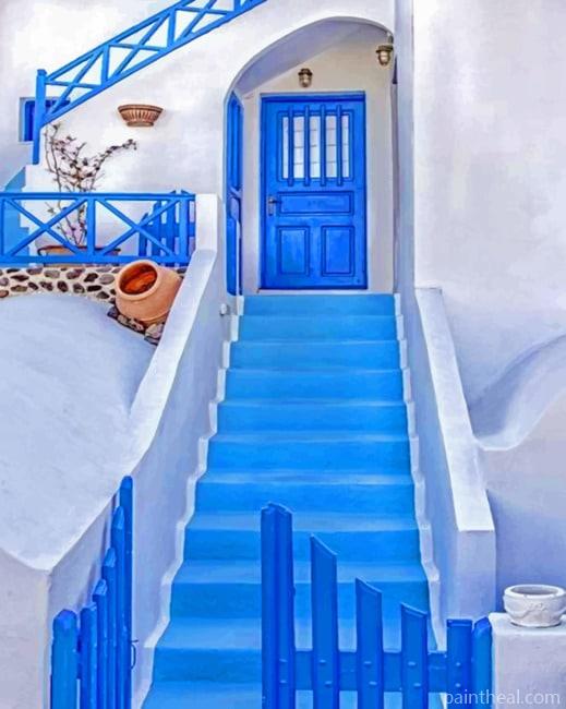 Aesthetic House In Santorini Painting By Numbers Kits