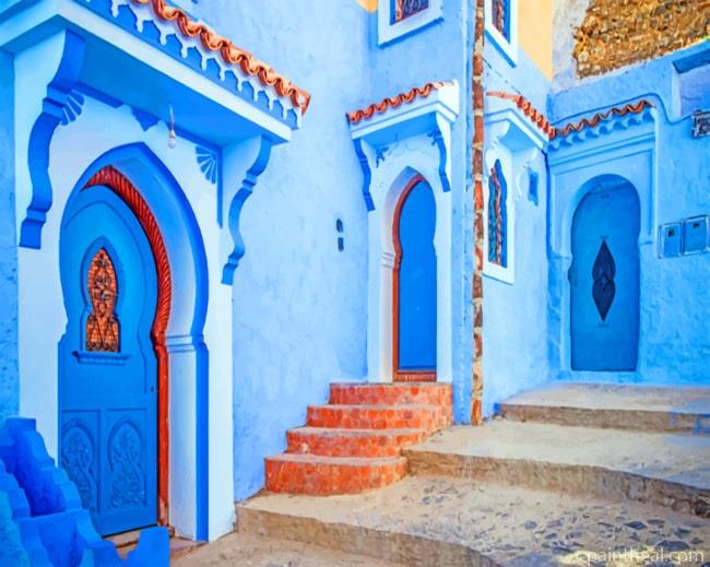 Chefchaouen Morocco Streets Painting By Numbers Kits