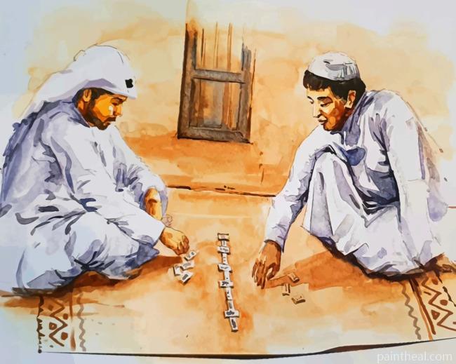 Qatari Men Playing Painting By Numbers Kits
