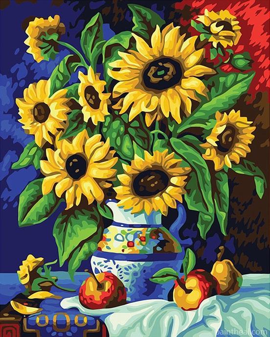 Sunflower On Vase Painting By Numbers Kits
