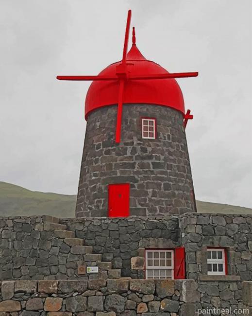 Azores Buildings Windmill Painting By Numbers Kits