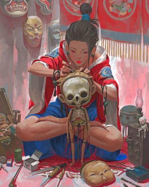 Sculptor Asian Woman Painting By Numbers Kits