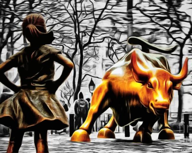 Aesthetic Fearless Girl Bull Painting By Numbers Kits