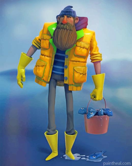 Fisherman Illustartion Painting By Numbers Kits
