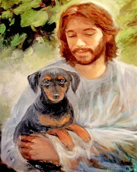 Man Holding A Dachsund Painting By Numbers Kits
