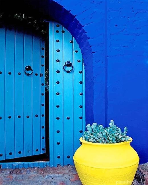 Aesthetic Blue Door Painting By Numbers Kits