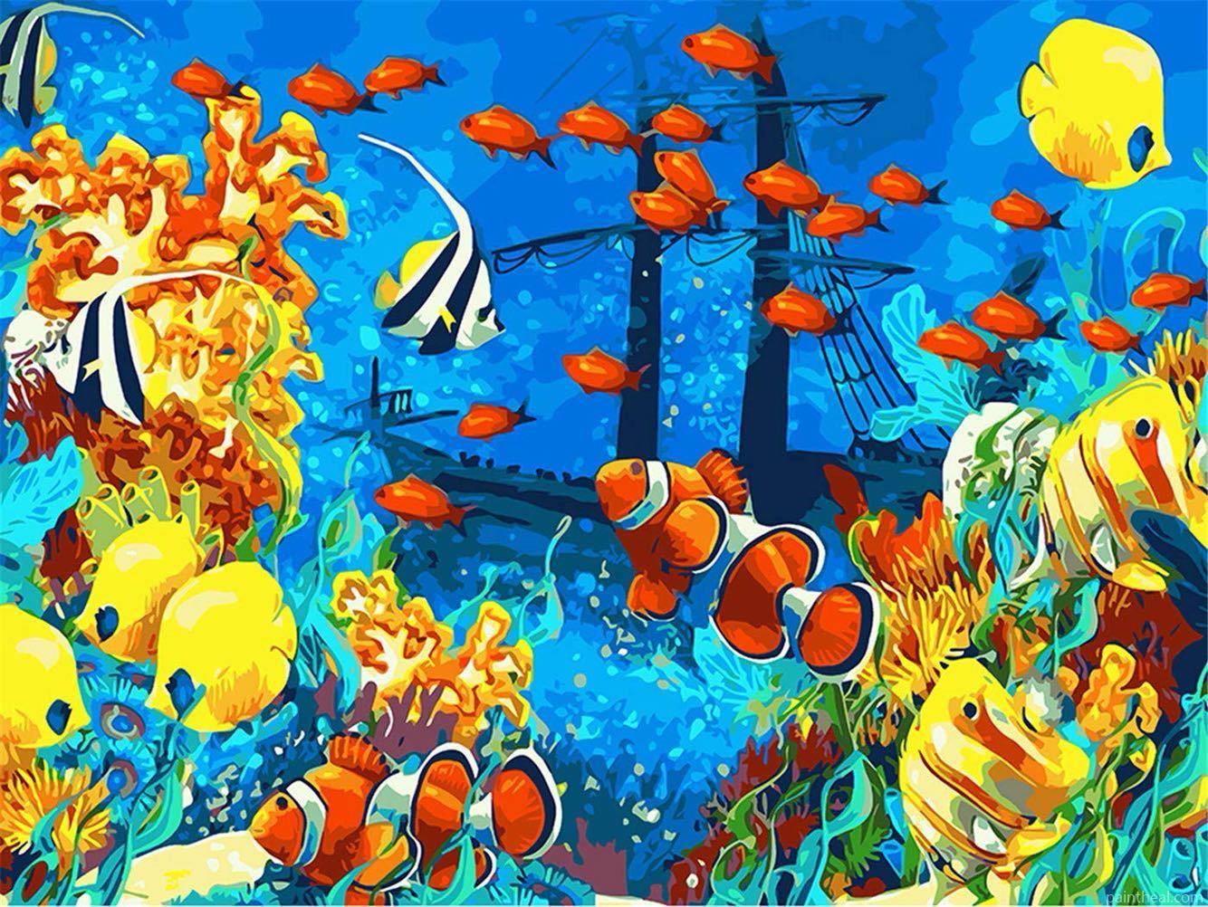 Underwater Fishes Painting By Numbers Kits