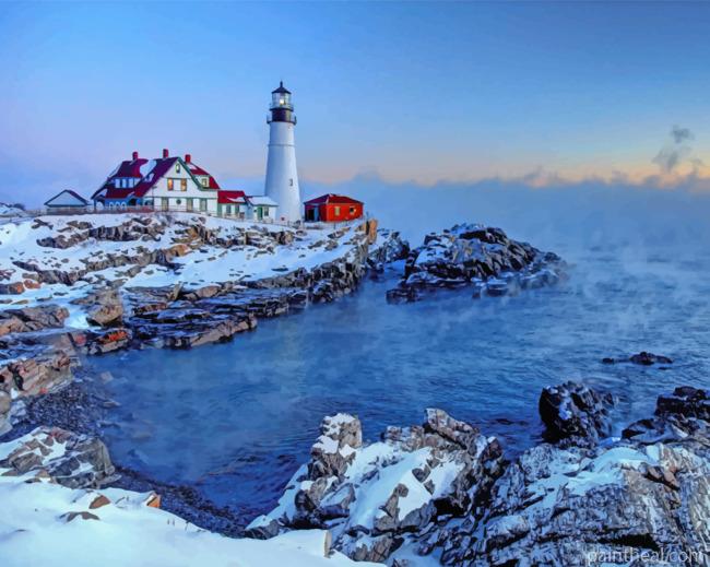 Maine During Winter Painting By Numbers Kits