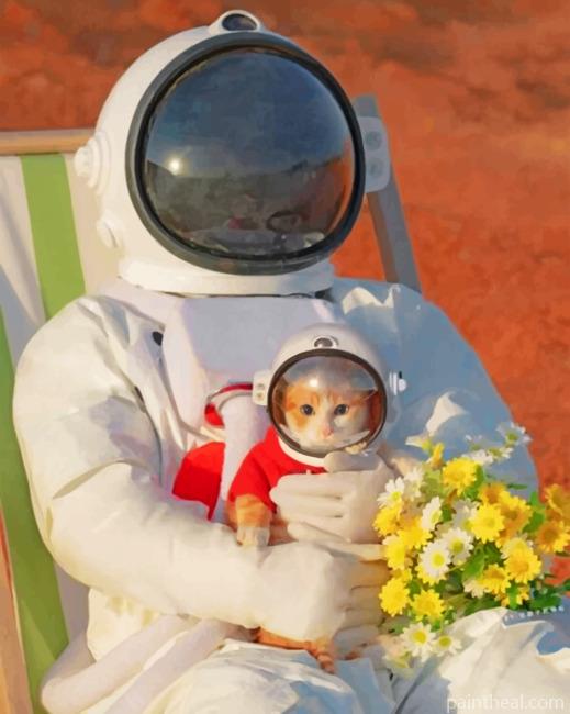 Astronaut Cat With Its Owner Painting By Numbers Kits