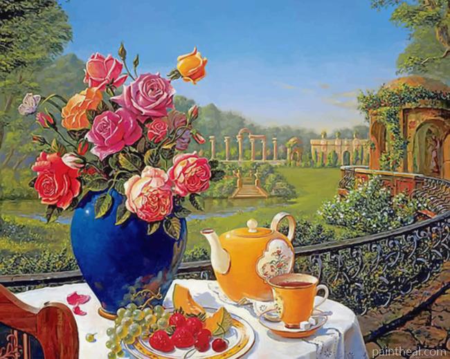 Romantic Morning Tea Set Painting By Numbers Kits