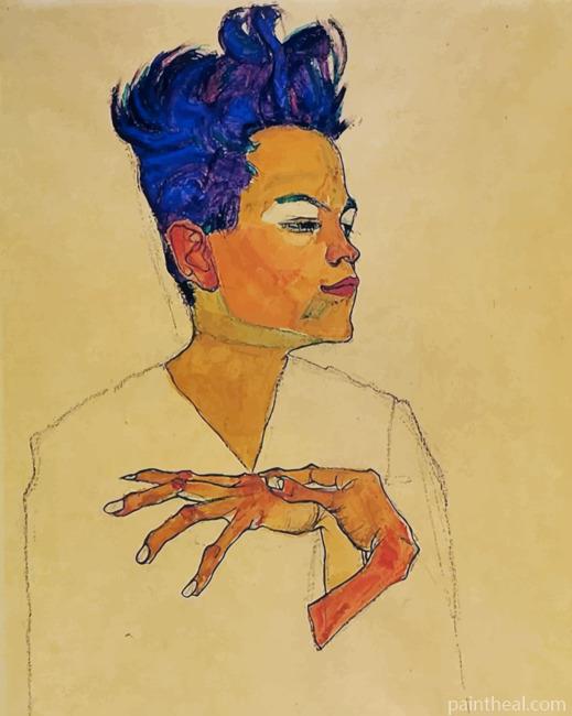 Self Portrait with Hands On Chest Painting By Numbers Kits