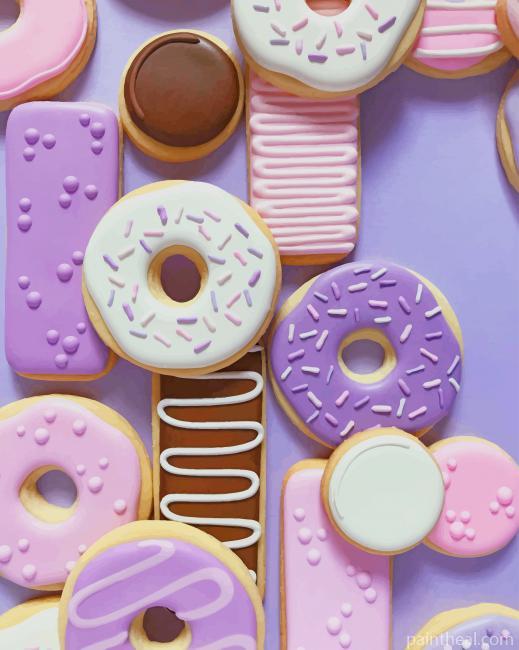 Sweet Pink Donuts Painting By Numbers Kits