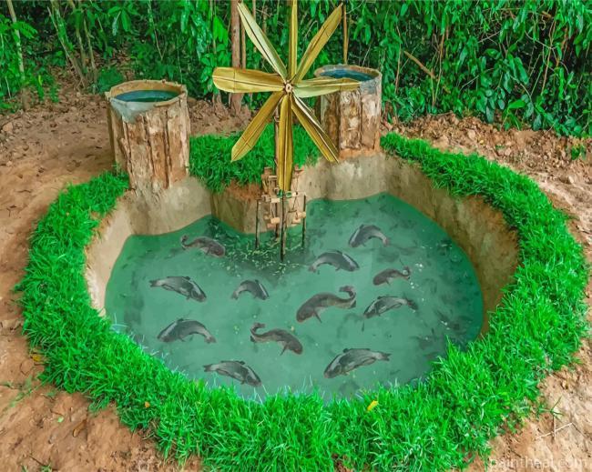 Aesthetic Fish pond Painting By Numbers Kits