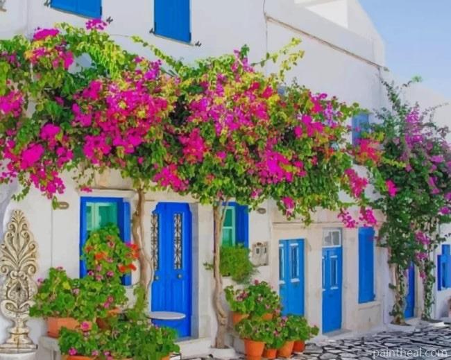 Greece Houses Painting By Numbers Kits