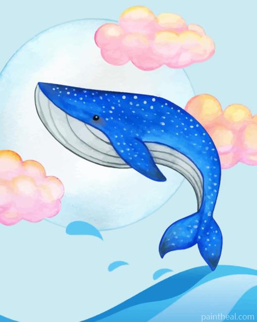Blue Whale Illustration Painting By Numbers Kits